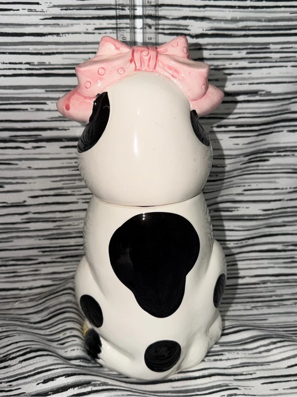 Ceramic Black & White Cow Cookie Jar - Interchangeable Cow and Bull Heads.